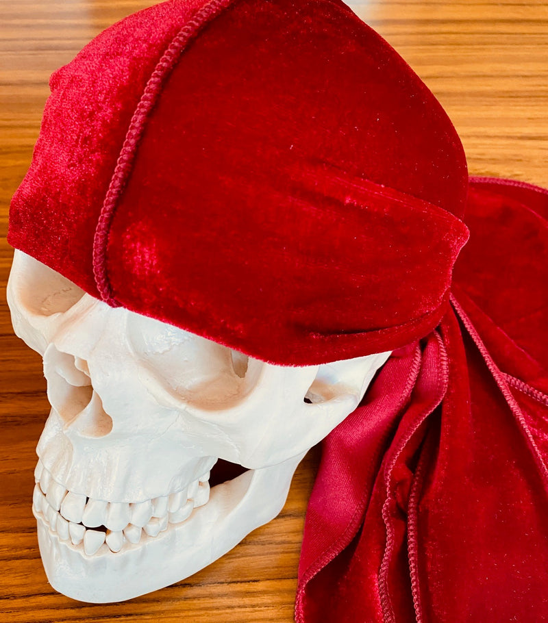 Durag VELVET Head Scarf 2 Colours Black & Red