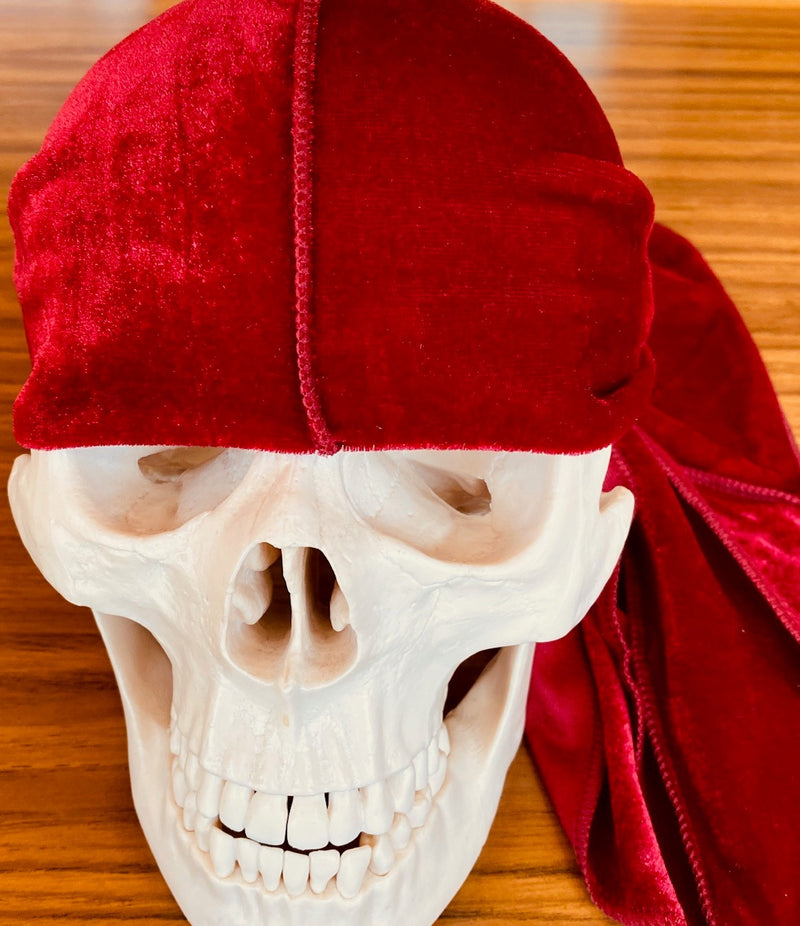 Durag VELVET Head Scarf 2 Colours Black & Red